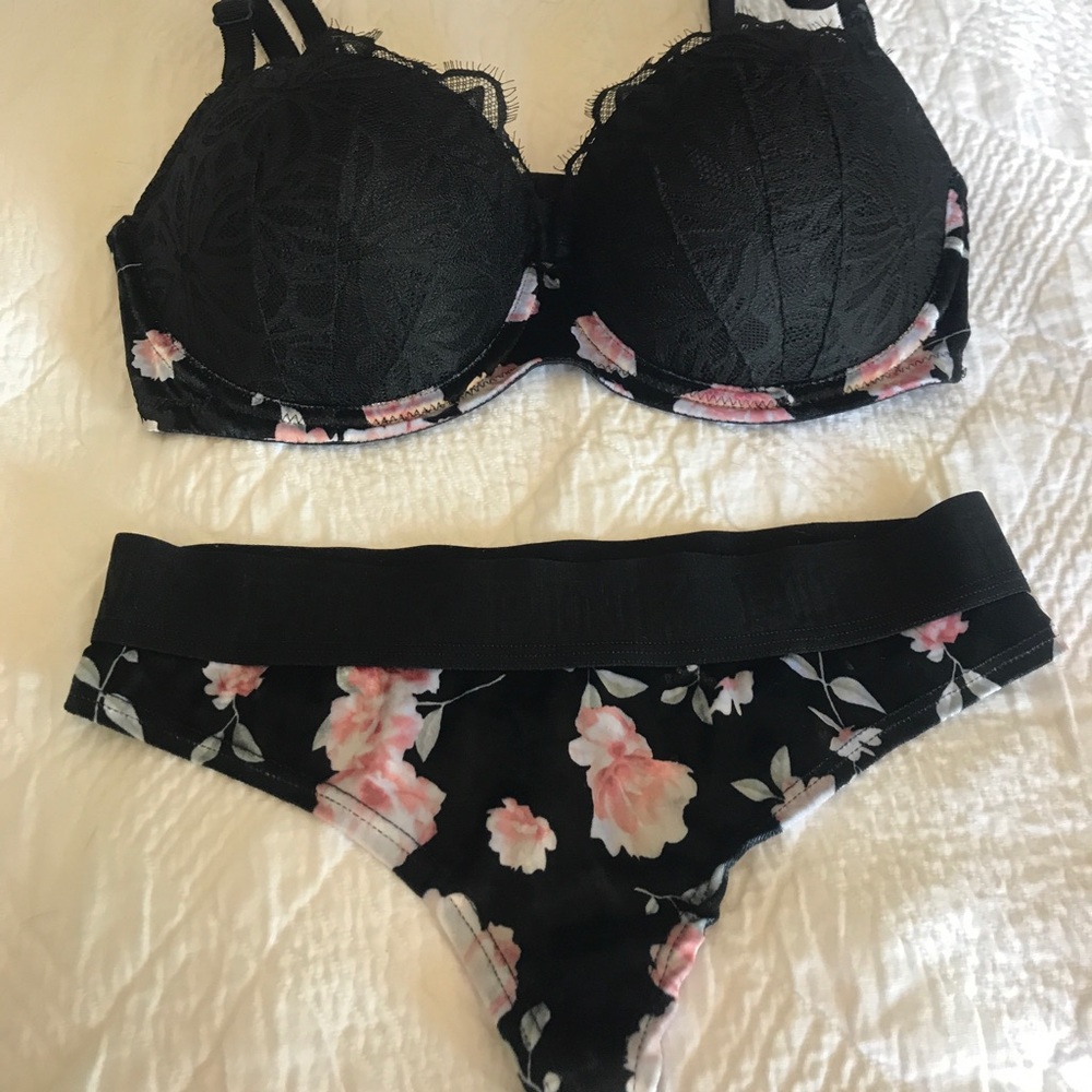 Pink Victoria Secret bra and panty set